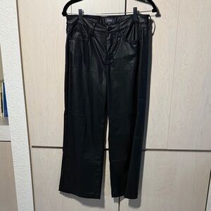 NYDJ Black Wide-Leg Faux Leather Pants